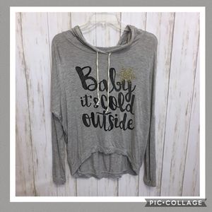 Ultra Soft Long Sleeve Hooded Gray Tee M